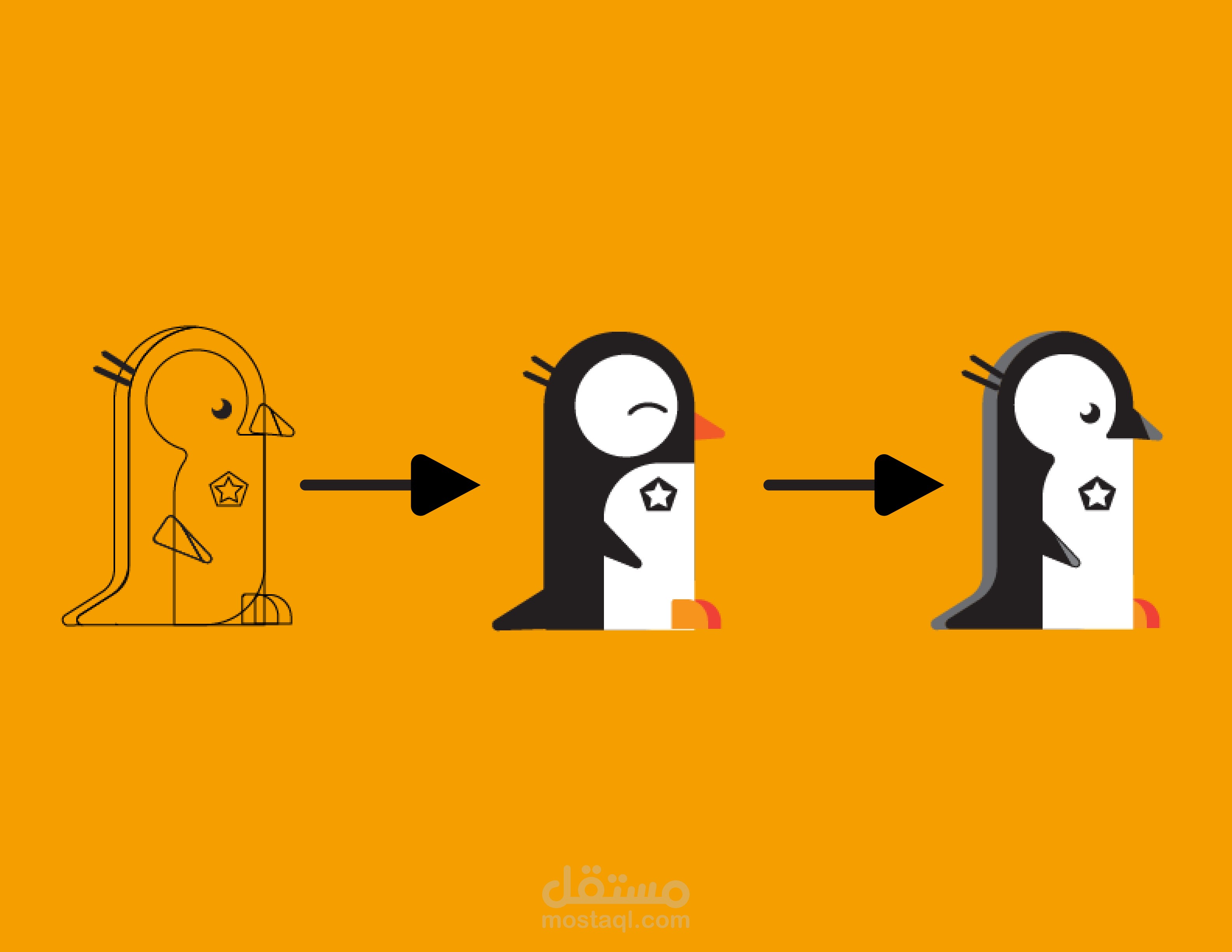 تصميم Adobe Illustrator بطاريق penguins