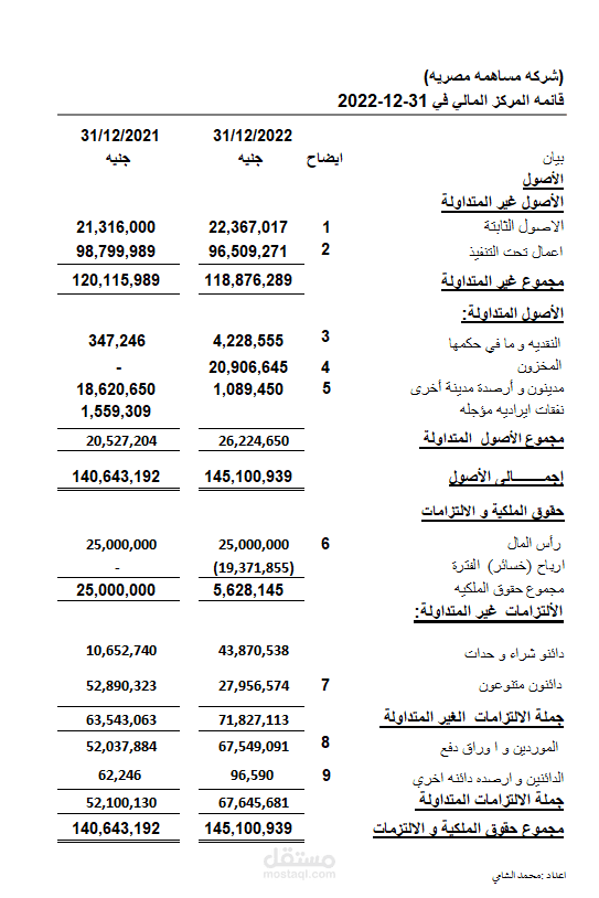قوائم ماليه لشركات مساهمه شركاء نجاح