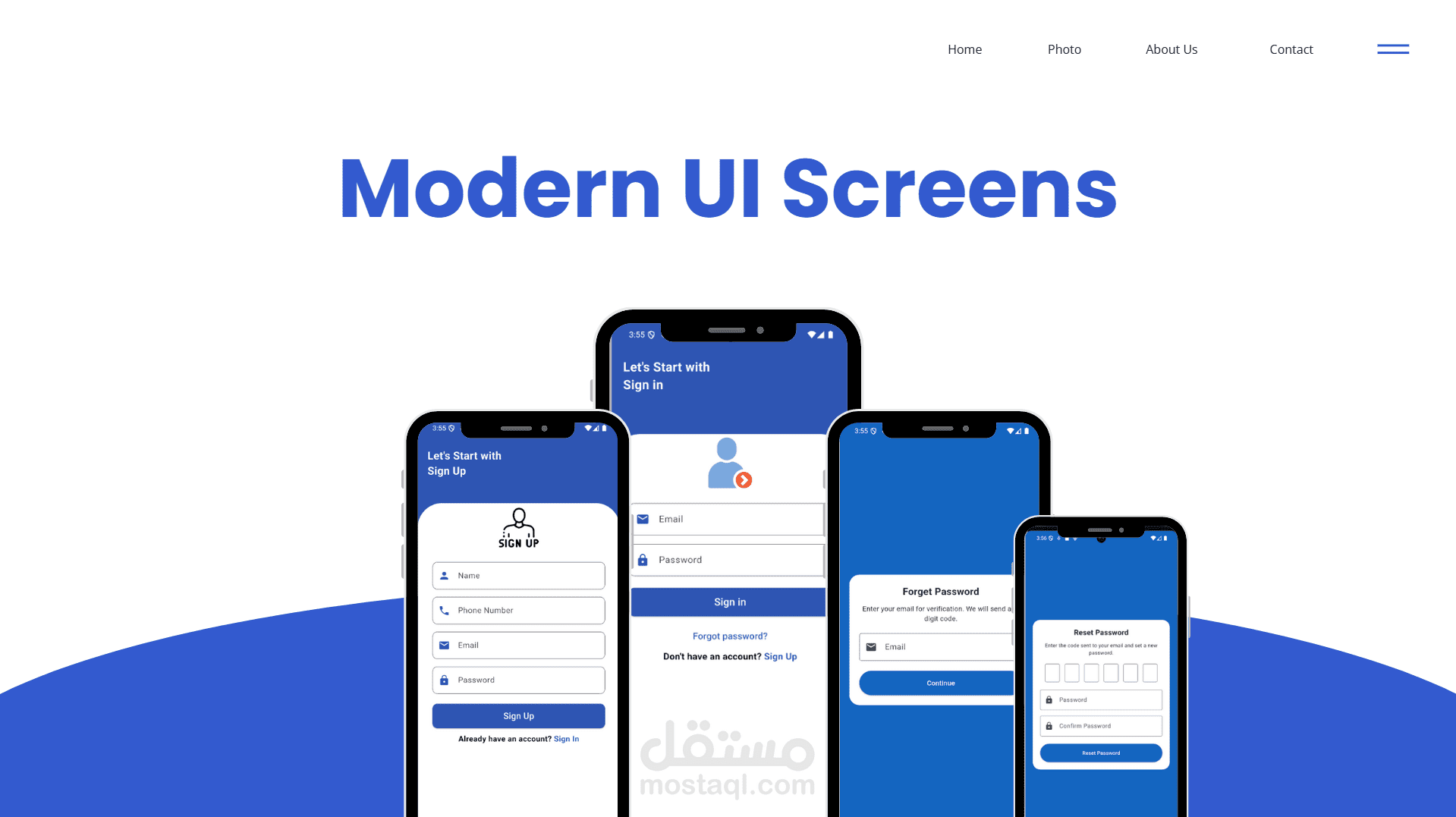 تصميم شاشات تسجيل دخول حديثة UI/UX