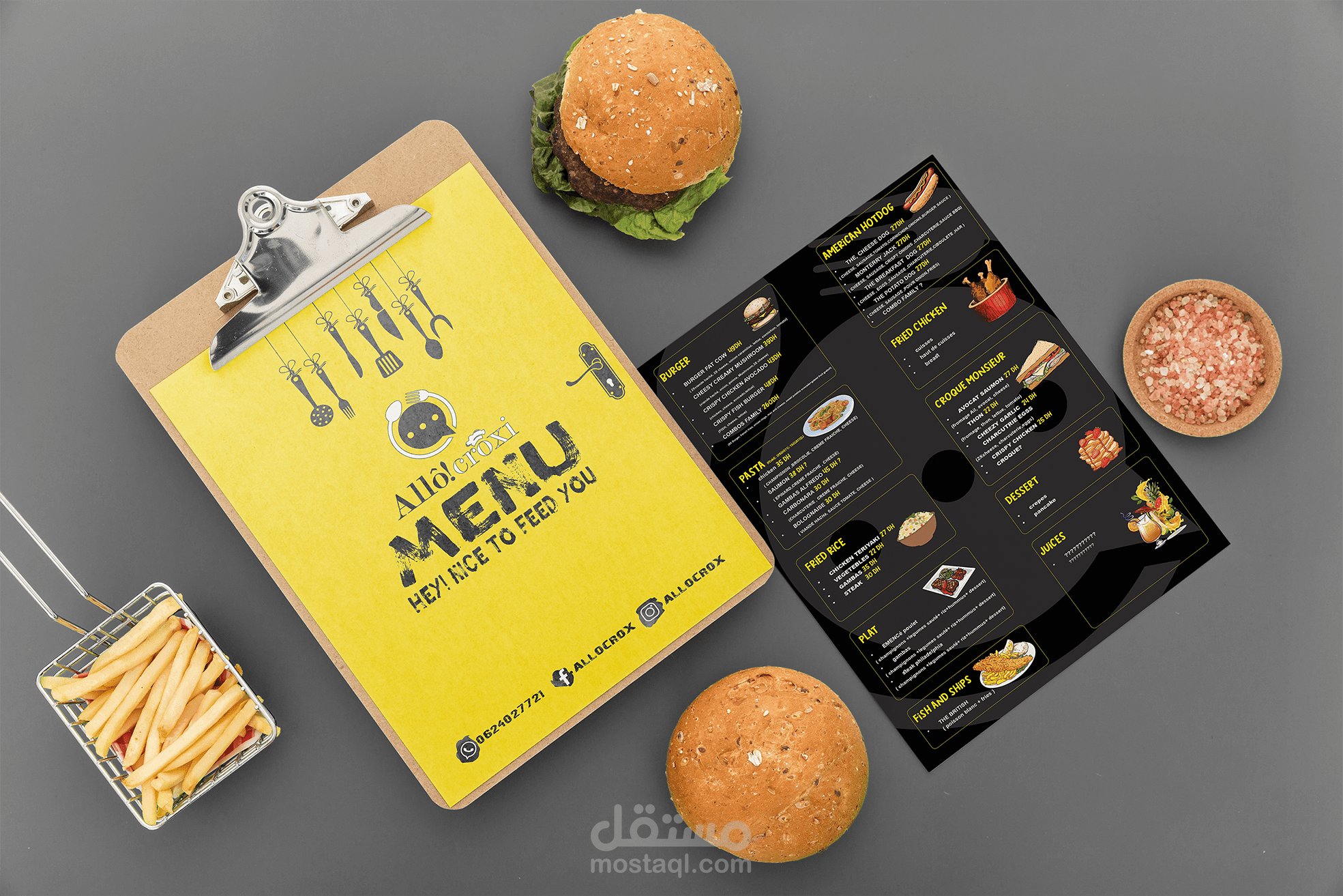 تصميم MENU لمحل وجبات سريعة