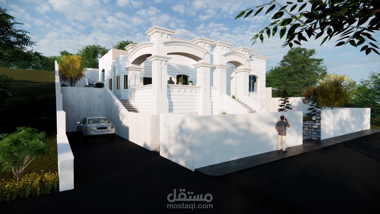 فيلا على أرض مائلة | رفع موديل 3D . رندر