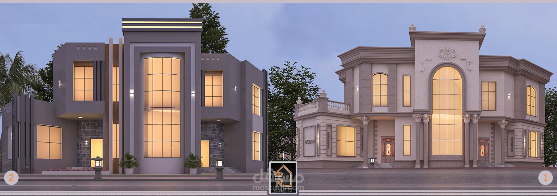 تصميم واجهة فيلا سكنية بالسعودية