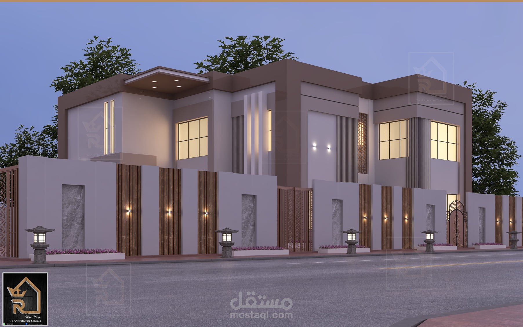 تصميم واجهة فيلا سكنية  مودرن بالسعودية