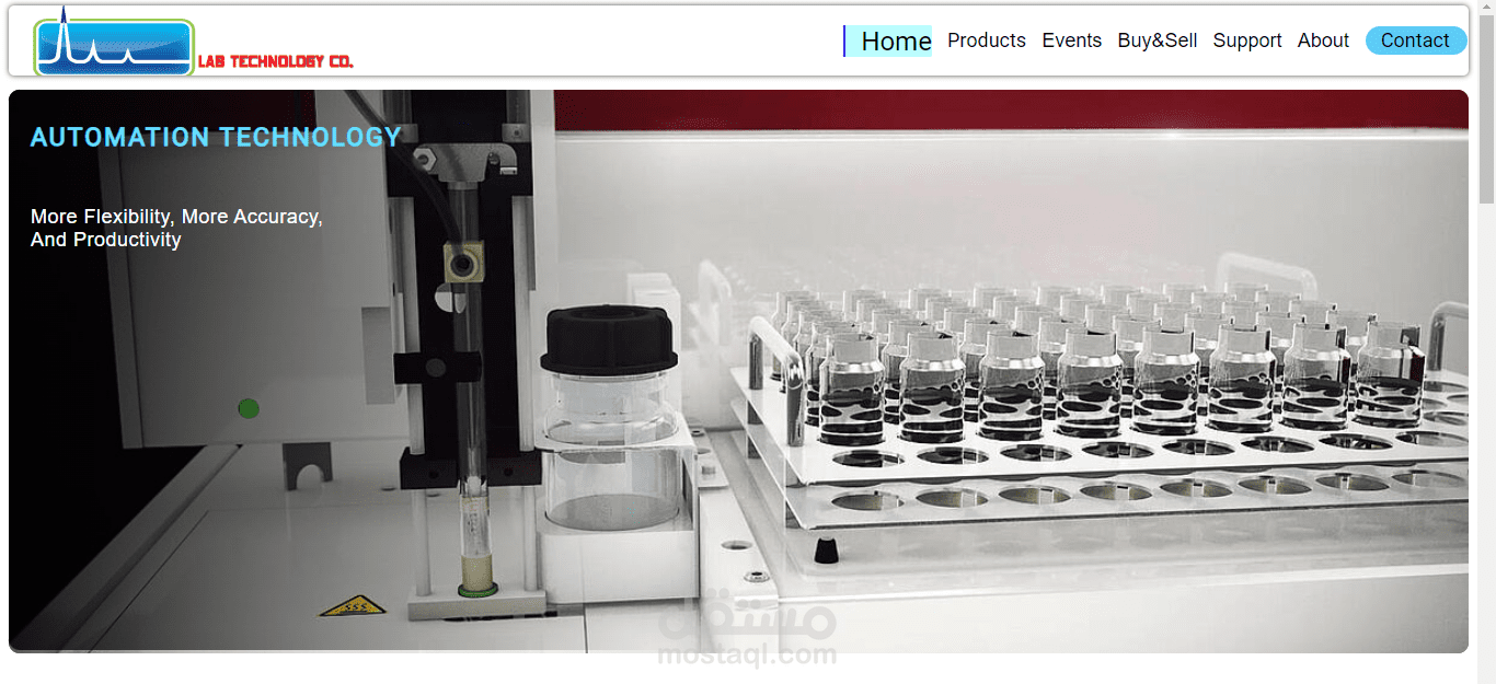 بناء موقع ديناميكي لشركة Lab Technology Co الرائدة في مجال بيع وشراء وصيانة و تركيب وتصنيع الأجهزة المستخدمة في مجالات صناعة الأدوية