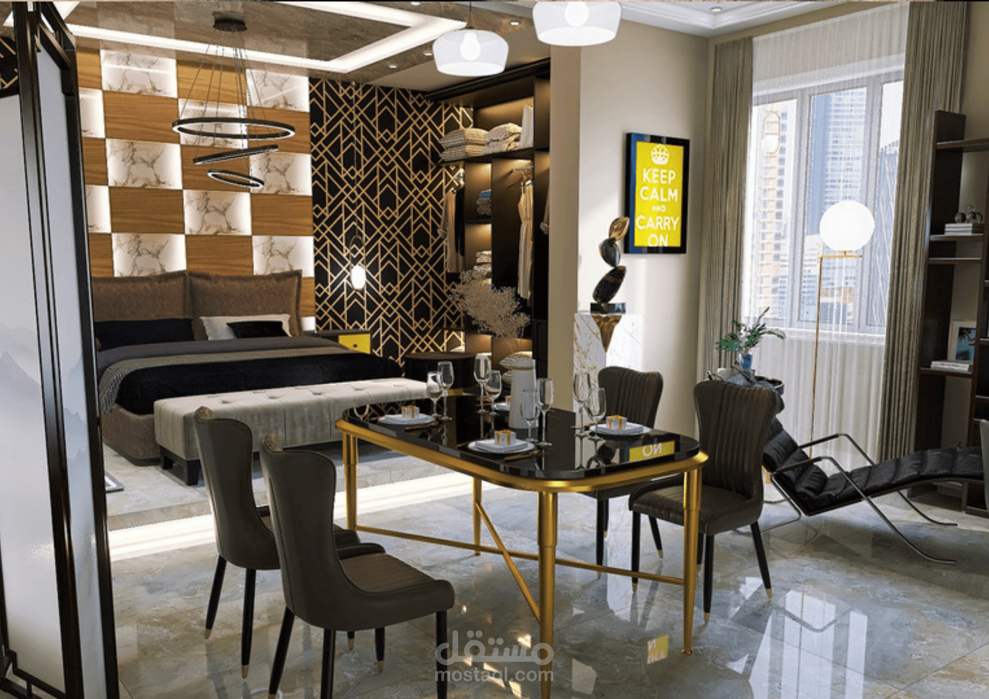 تصميم شقة استديو مودرن