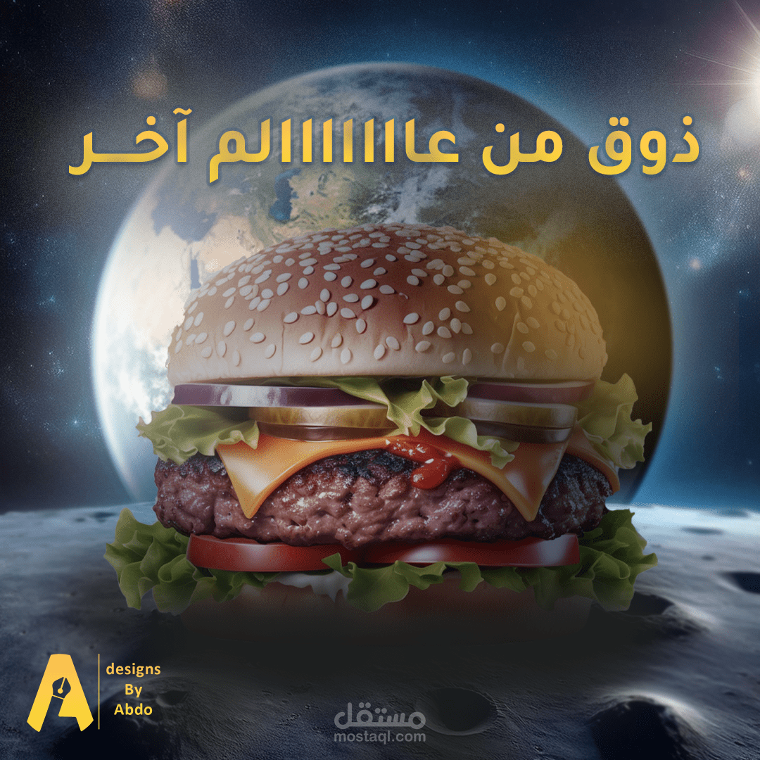 تصميم إعلاني لمنتج برجر