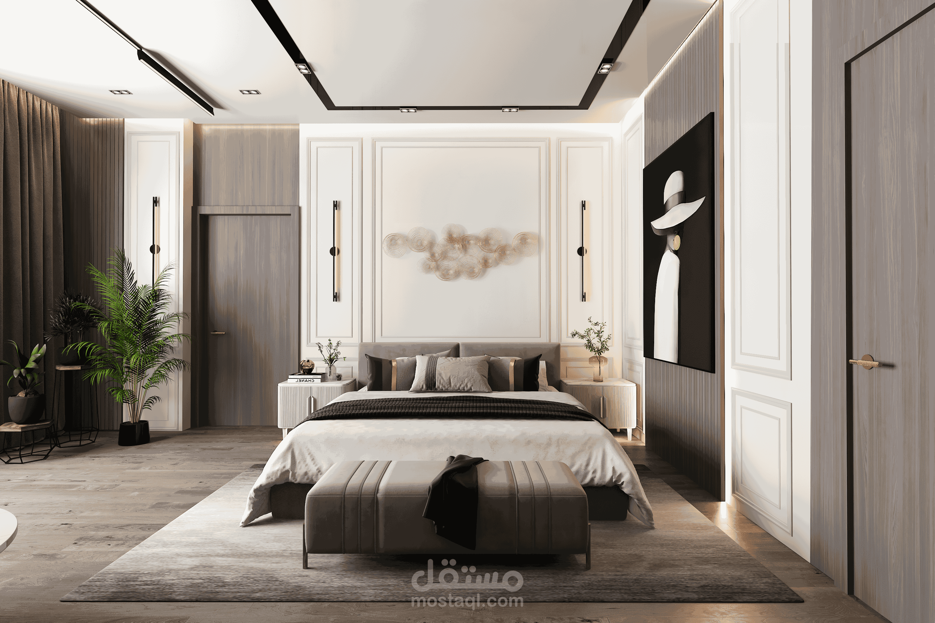 تصميم غرفة نوم ودريسينج نيو كلاسيك