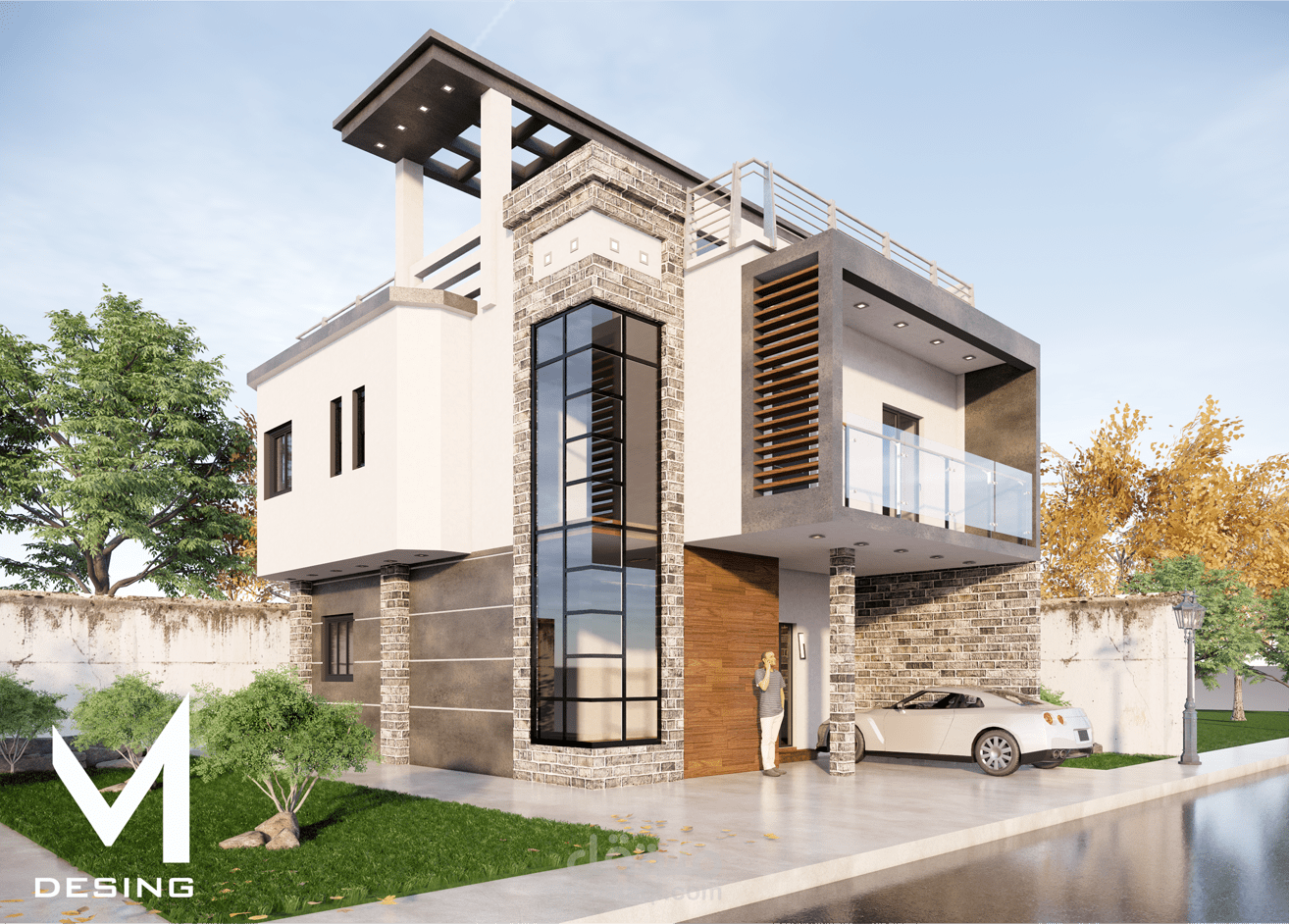 تصميم واجهة لفيلا مودارن