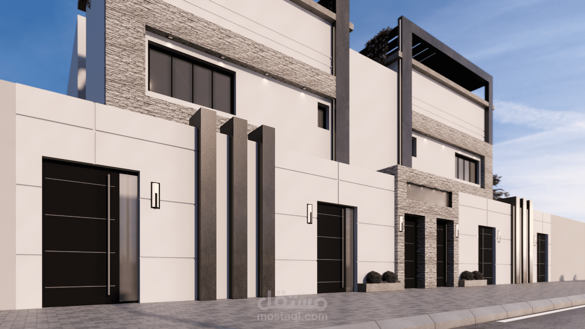 تصميم معماري لشقق دوبلاكس مودرن بكود السعودي