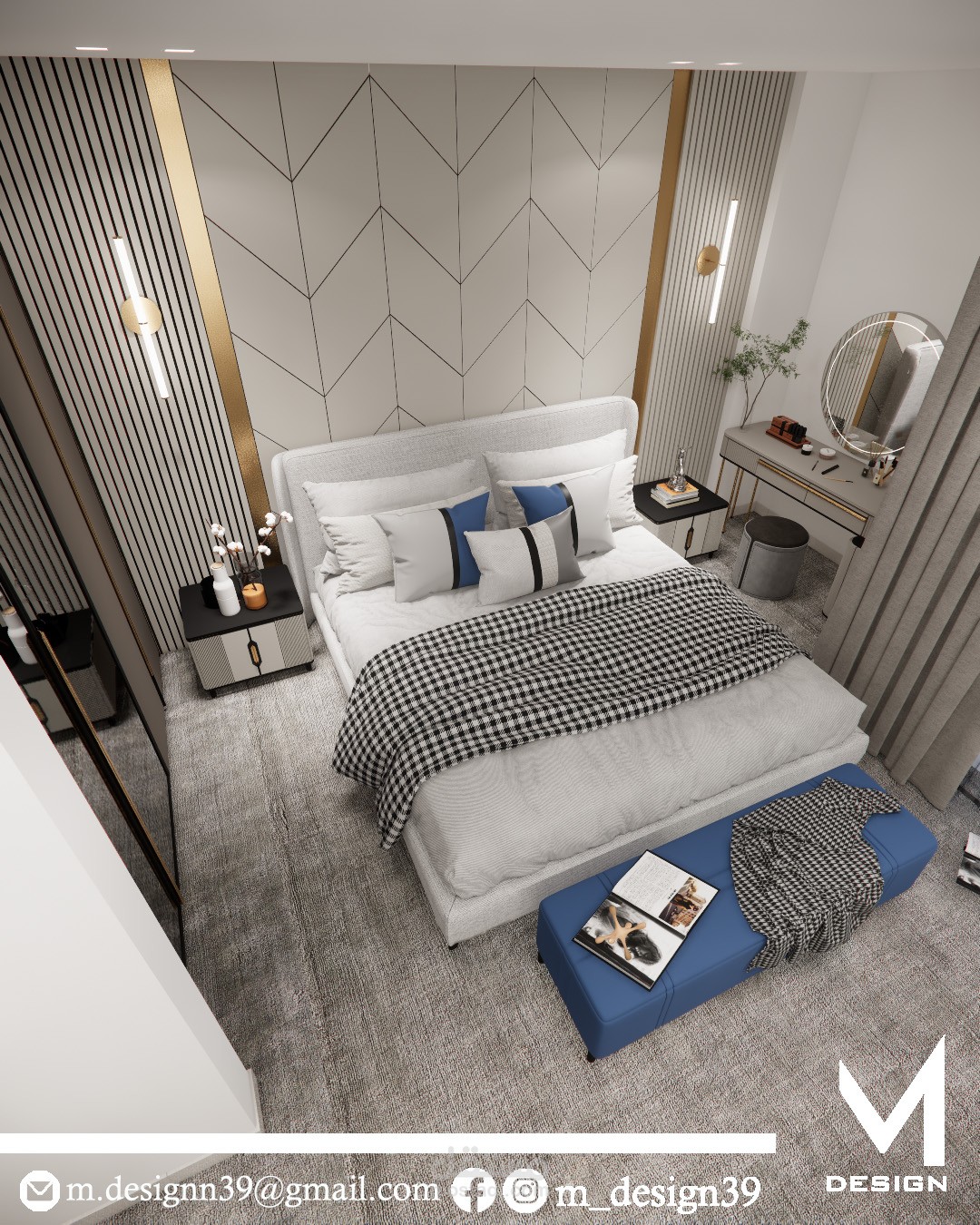 تصميم غرفة ماستر  فندقية مودارن