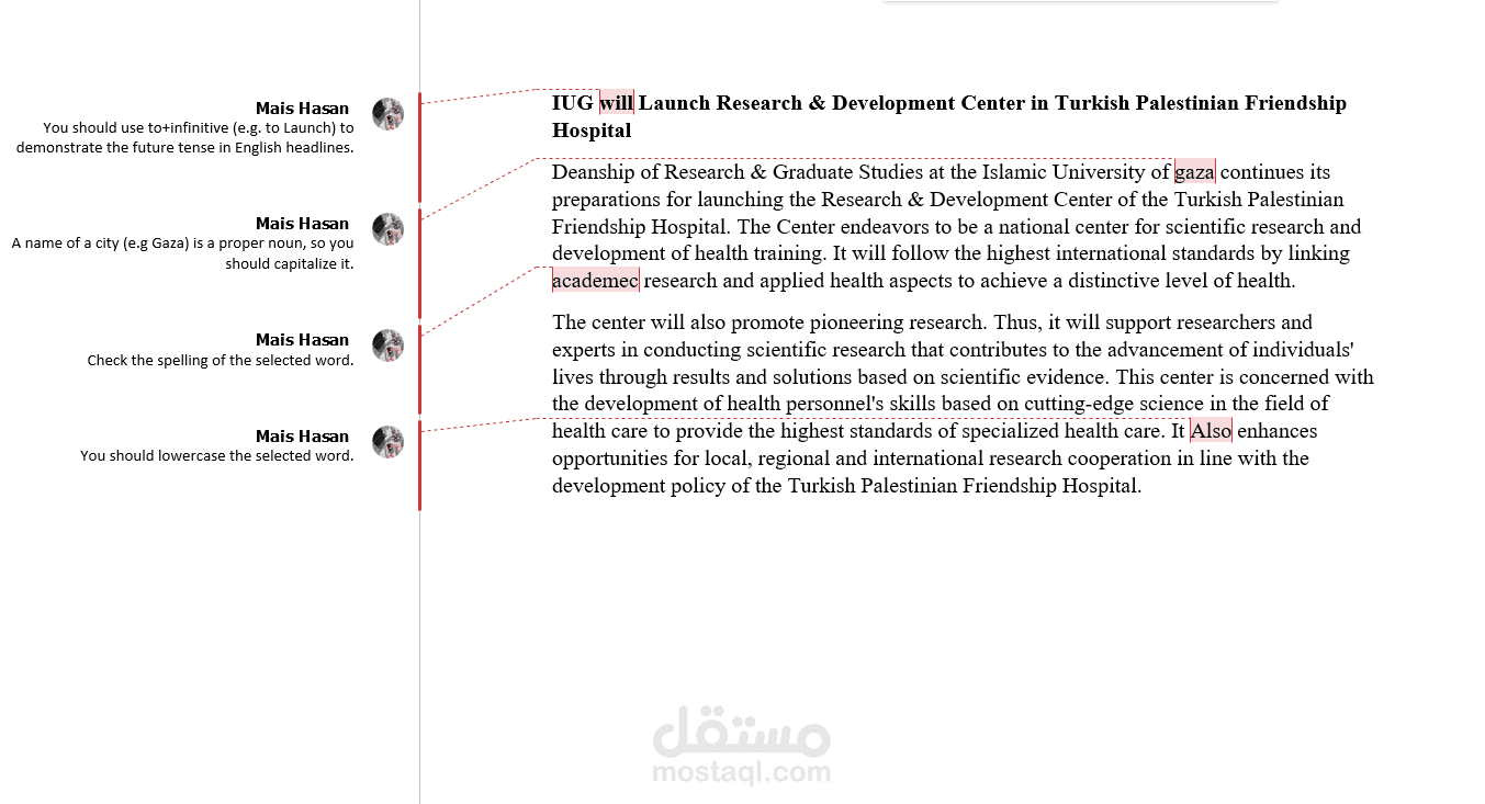 Office proofreading sample