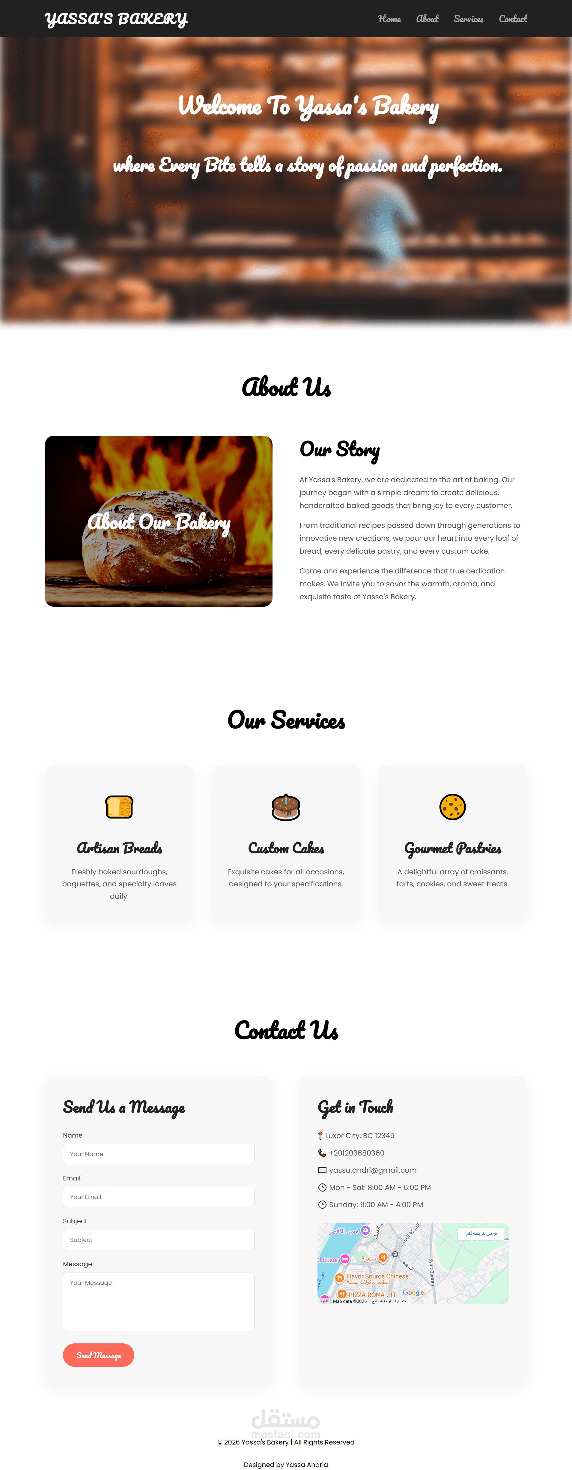 تصميم وتنفيذ Landing Page لمخبز (Bakery) باستخدام HTML و CSS