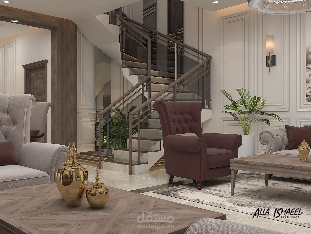 صالة استقبال علي الطراز النيو كلاسيك