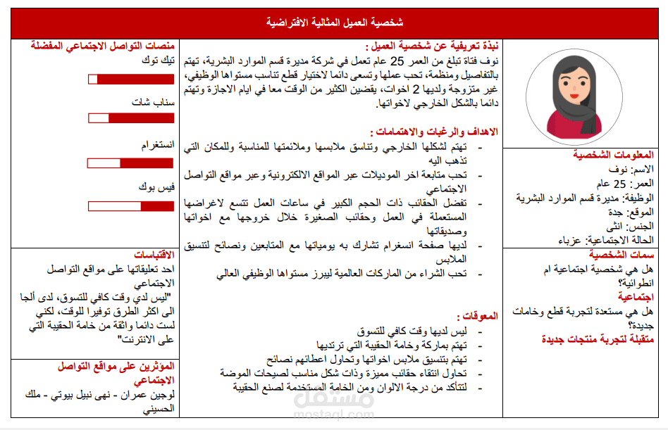 عمل برسونا (شخصية عميل مثالي افتراضي)