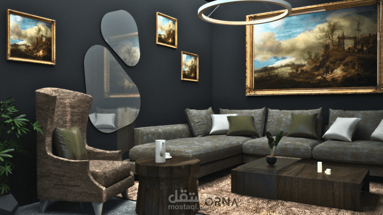 تصميم غرفة المعيشة الكلاسيكية
