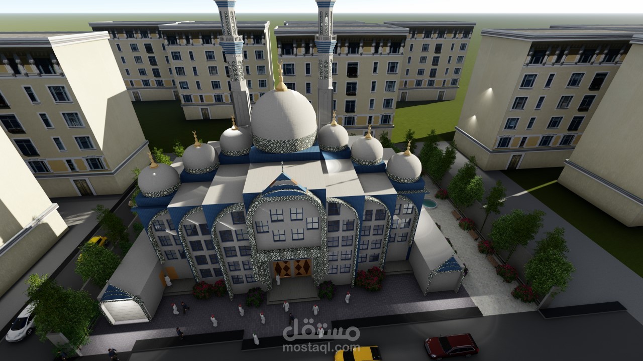 تصميم مسجد بطراز الاسلامي.