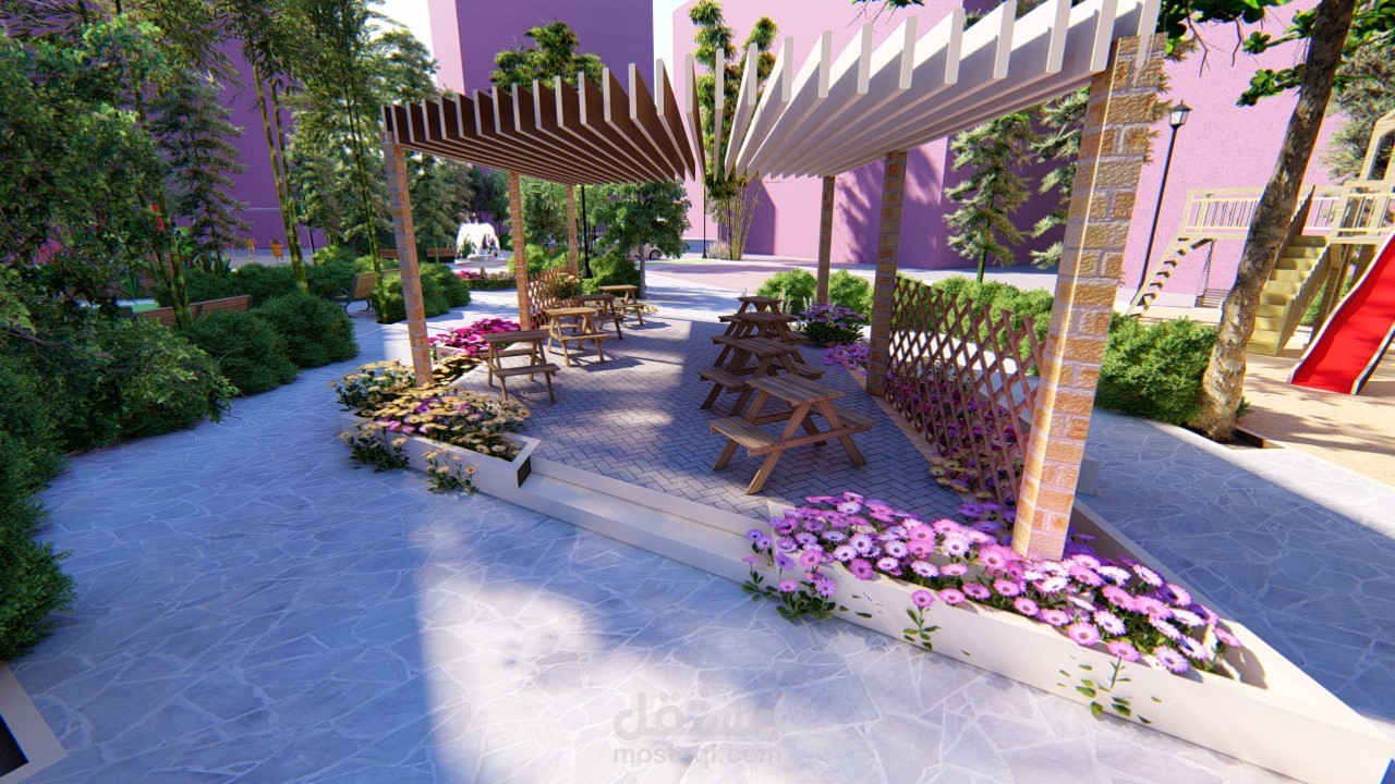 تصميم حديقة لمجمع سكني(Landscape)