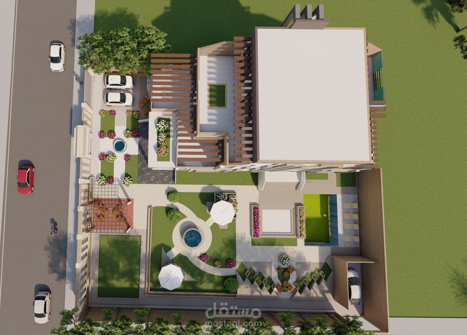 تصميم خارجي لفيلا سكنية (exterior design).