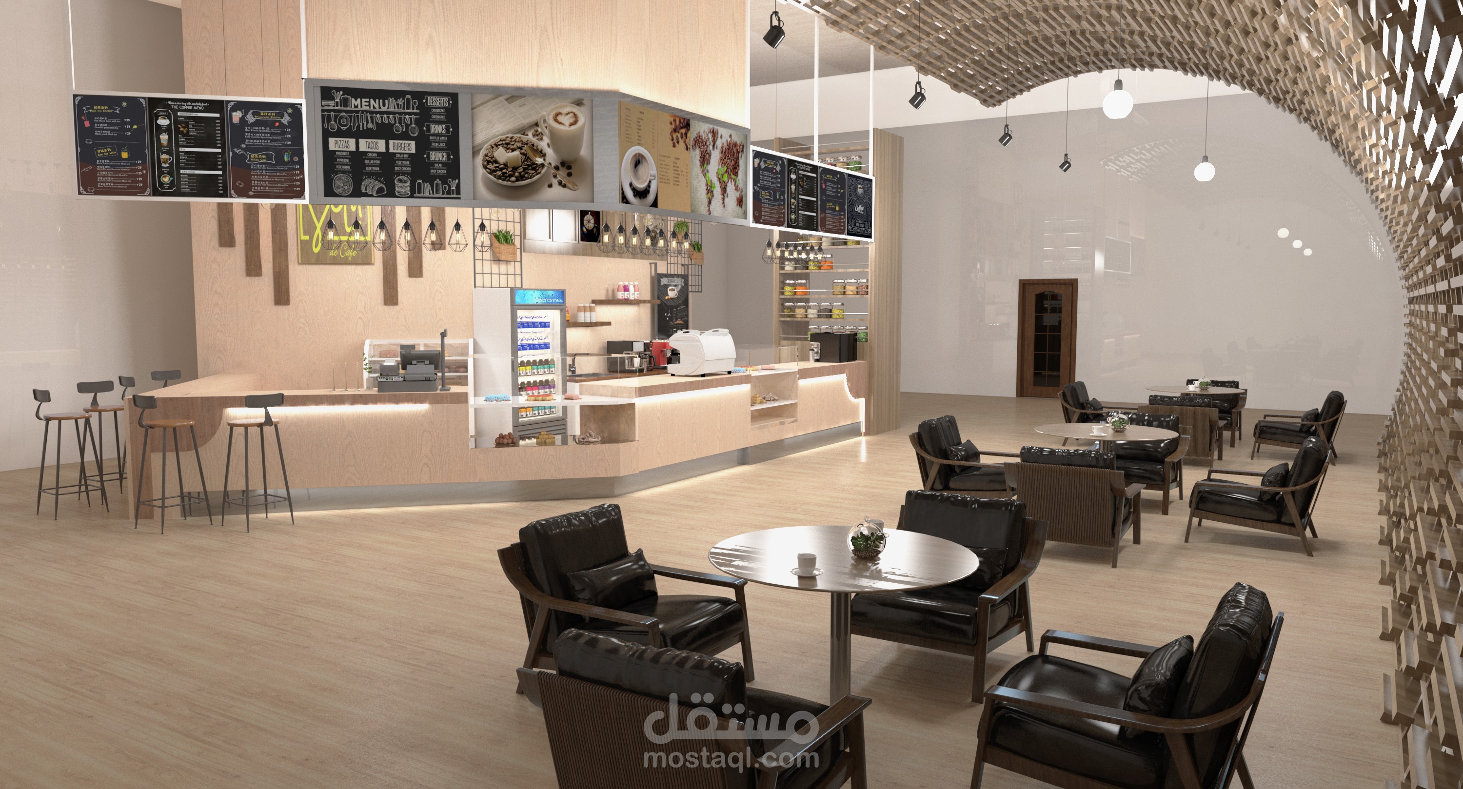 تصميم كوفي شوب في جامعة الرياض في السعودية