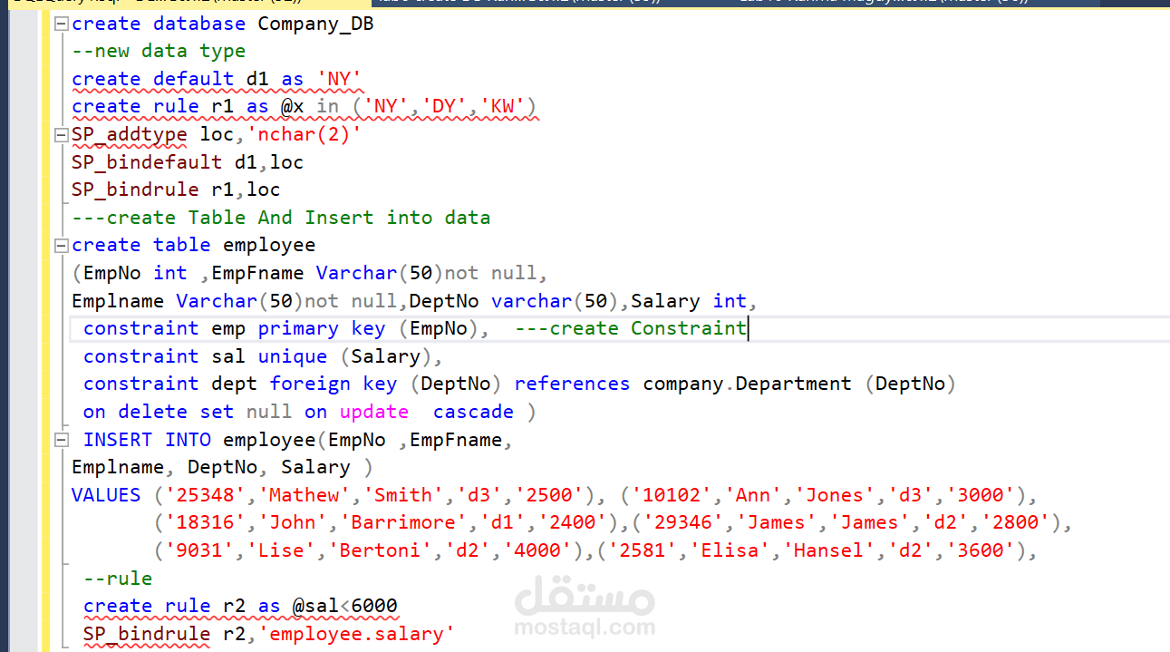 انشاء قاعدة بيانات