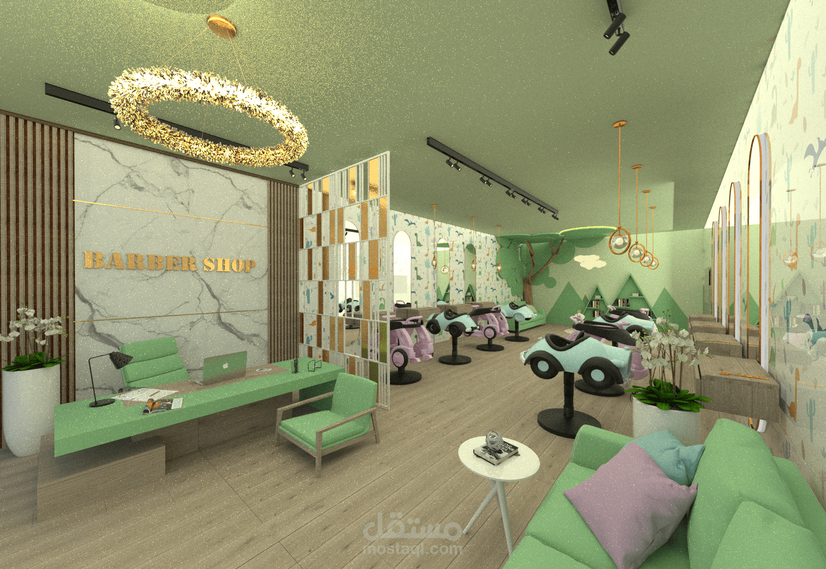 تصميم صالون حلاقة للأطفال