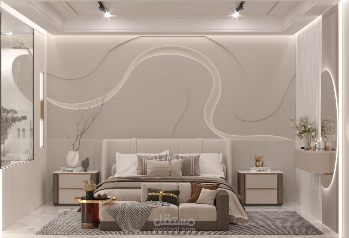 تصميم داخلى لغرفة نوم فندقية