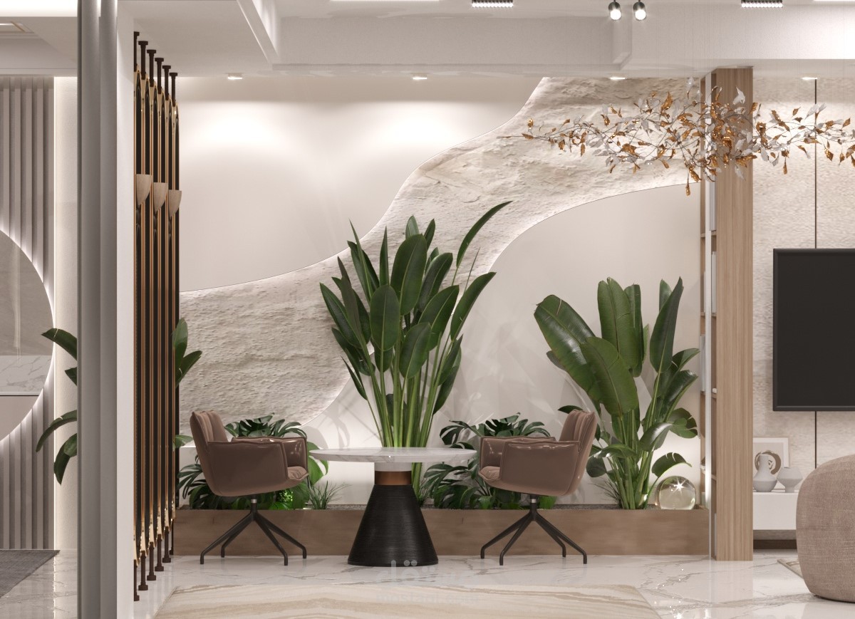 تصميم داخلى وخارجى لغرفة معيشة مع Roof داخل الممكلكة العربية السعودية