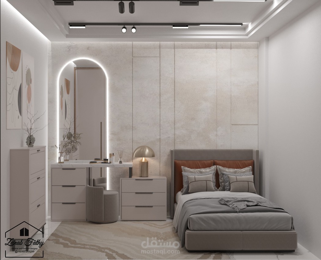 تصميم داخلى بسيط لغرفة نوم
