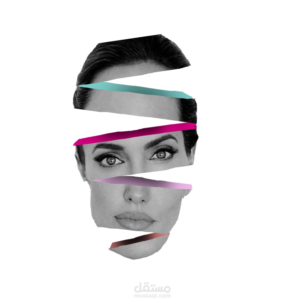صوره مقسمه للوجه بإستخدام أداة ال pen tool