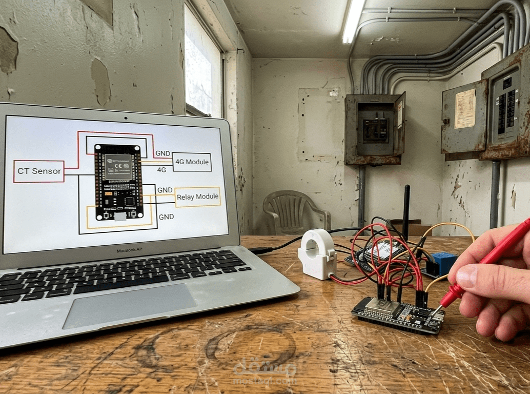 نظام ذكي لمراقبة استهلاك الطاقة وإدارة الأحمال تلقائياً (ESP32 + 4G)