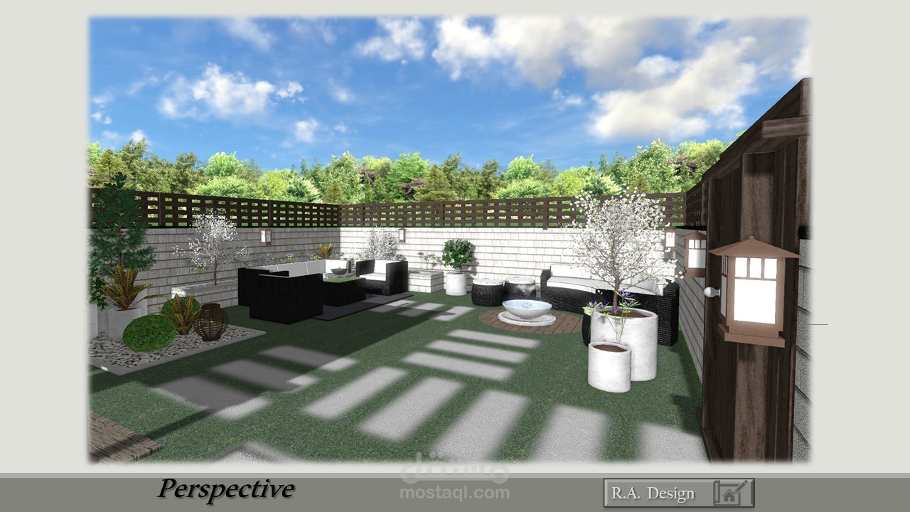 تصميم حديقة سطح