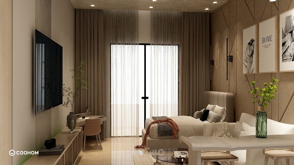 interior design of studio تصميم داخلي لغرفة بنظام استيديو 21 متر مربع