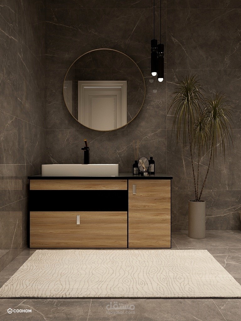 تصميم حمام منزلي  بمساحة 6 م2