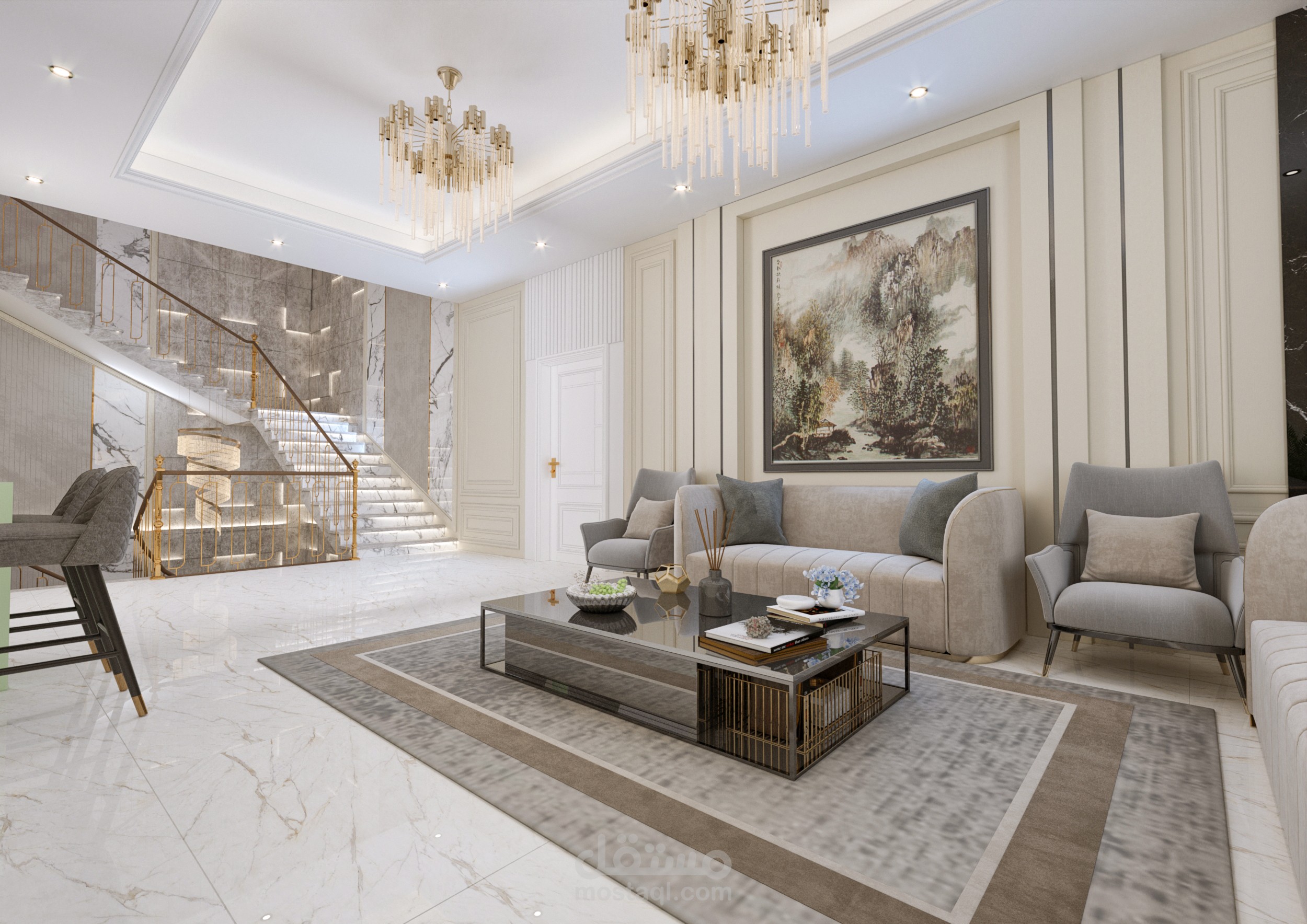 تصميم داخلي لفيلا في السعودية