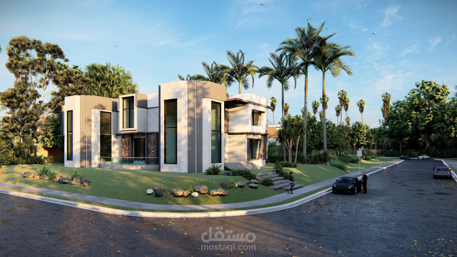 تصميم حديث لواجهه فيلا (EXTERIOR DESIGN)