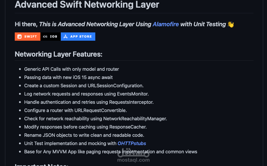 مثال علي ال Networking Swift Native