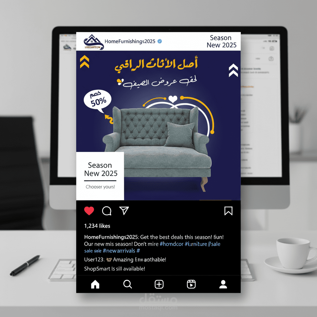 تصميم social media لشركة أثاث