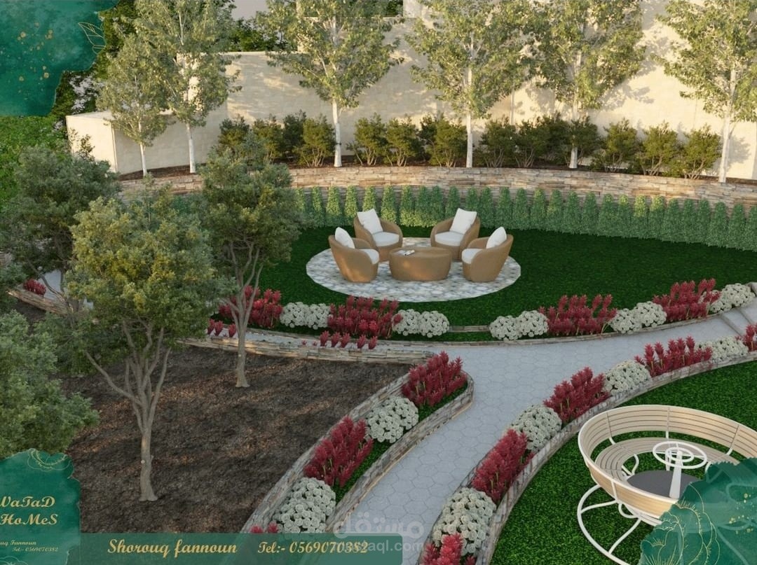 عمل رندر 3D لحديقة منزل لاحد المكاتب الهندسية بفلسطين / الخليل