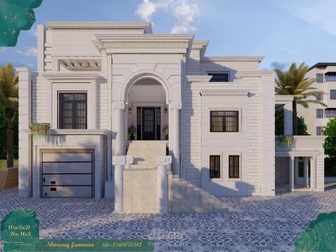 رندر خارجي لفيلا سكنية