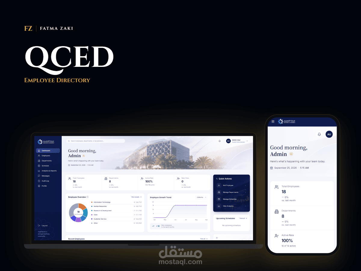 منصة QCED لإدارة دليل الموظفين والموارد البشرية لغرفة القصيم