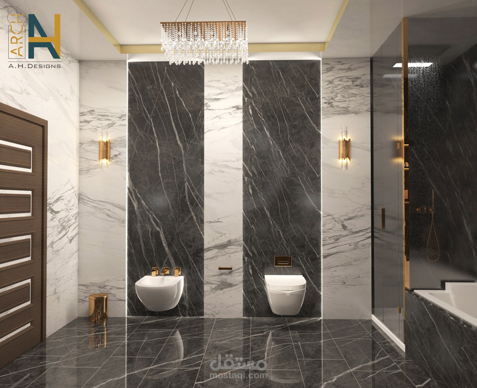 Designing for a bath room-تصميم حمام لغرفة ماستر