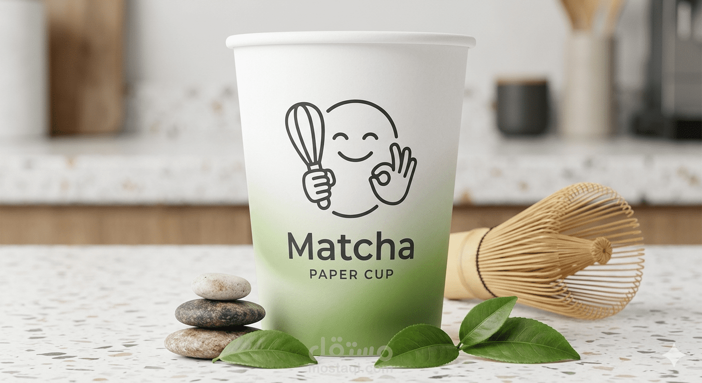 هوية بصرية وتصميم شعار خطي (Minimal Line Art) لبراند "YUYI Matcha" الياباني