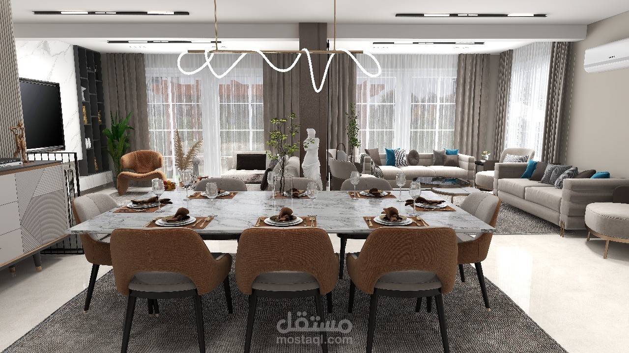 تصميم ريسبشن وحديقة فيلا