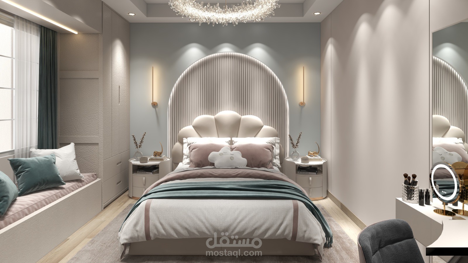 تصميم غرفة نوم بناتى 3d