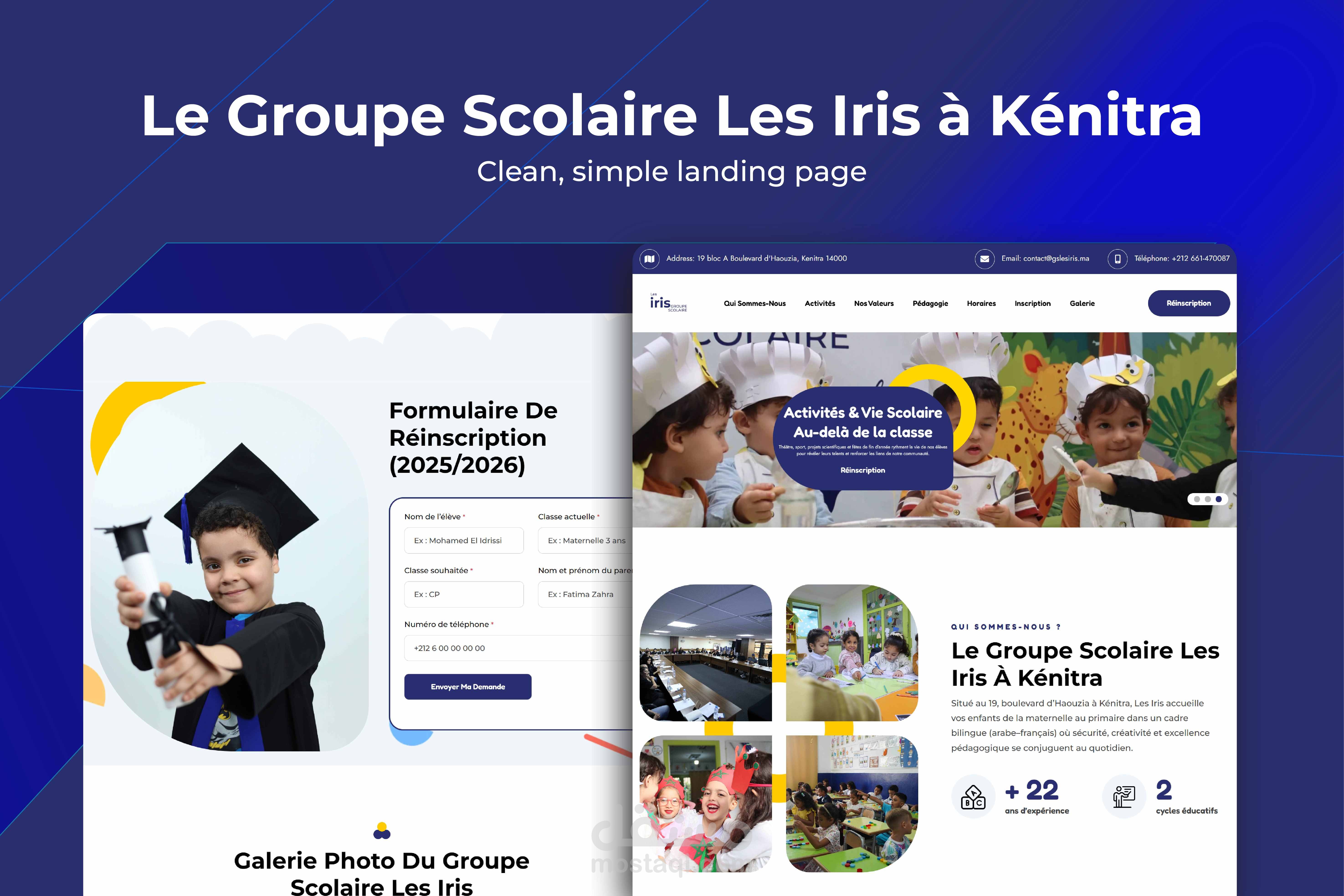تطوير موقع مدرسة مع تحسين SEO ونظام تسجيل التلاميذ