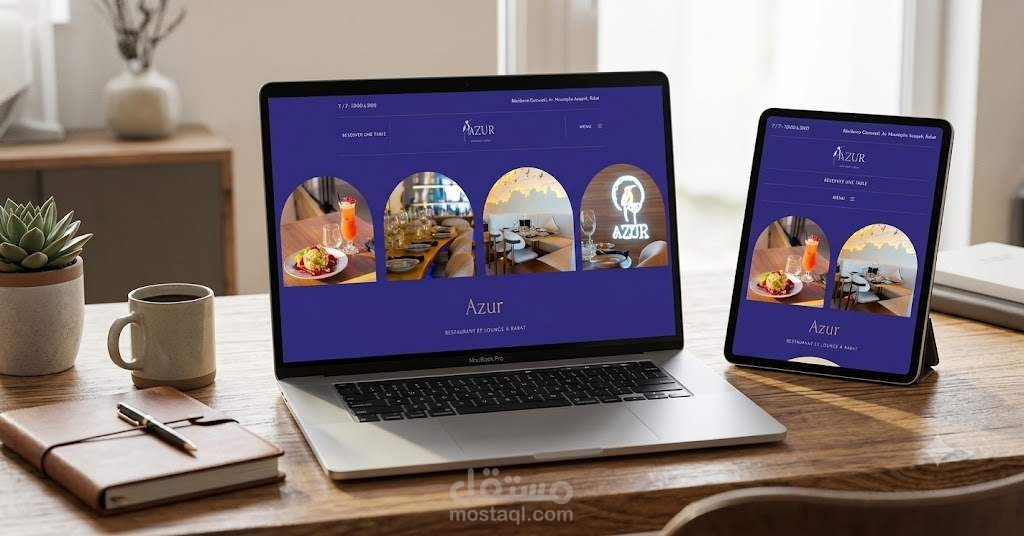 تطوير موقع مطعم فاخر مع قائمة طعام ونظام حجز