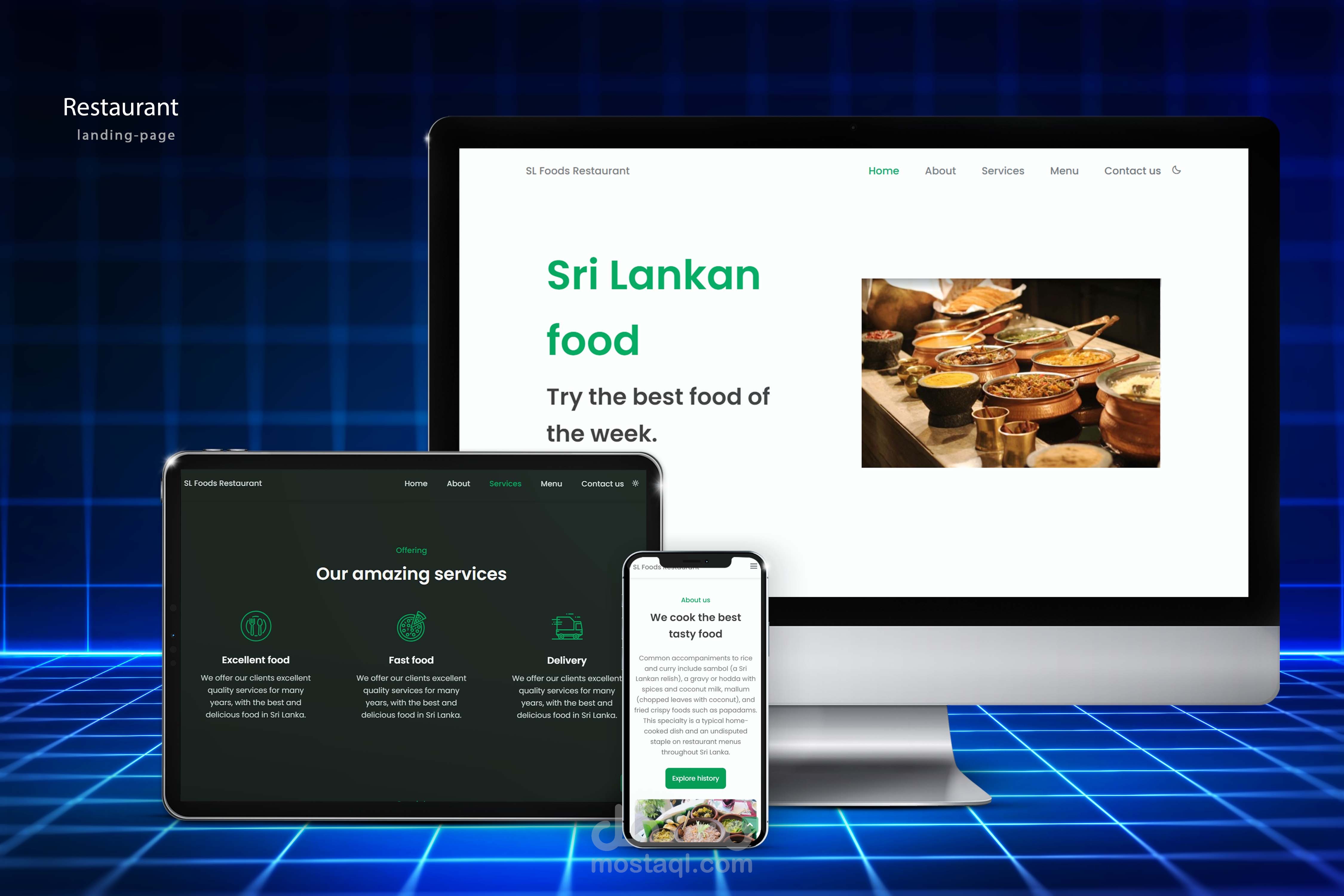 ️ Landing Page لمطعم — تصميم وبرمجة كاملة