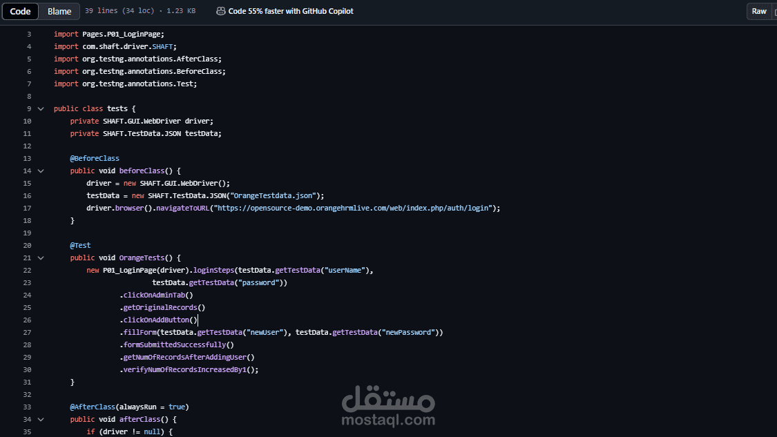 Automation Testing باستخدام Selenium لموقع OrangeHRM