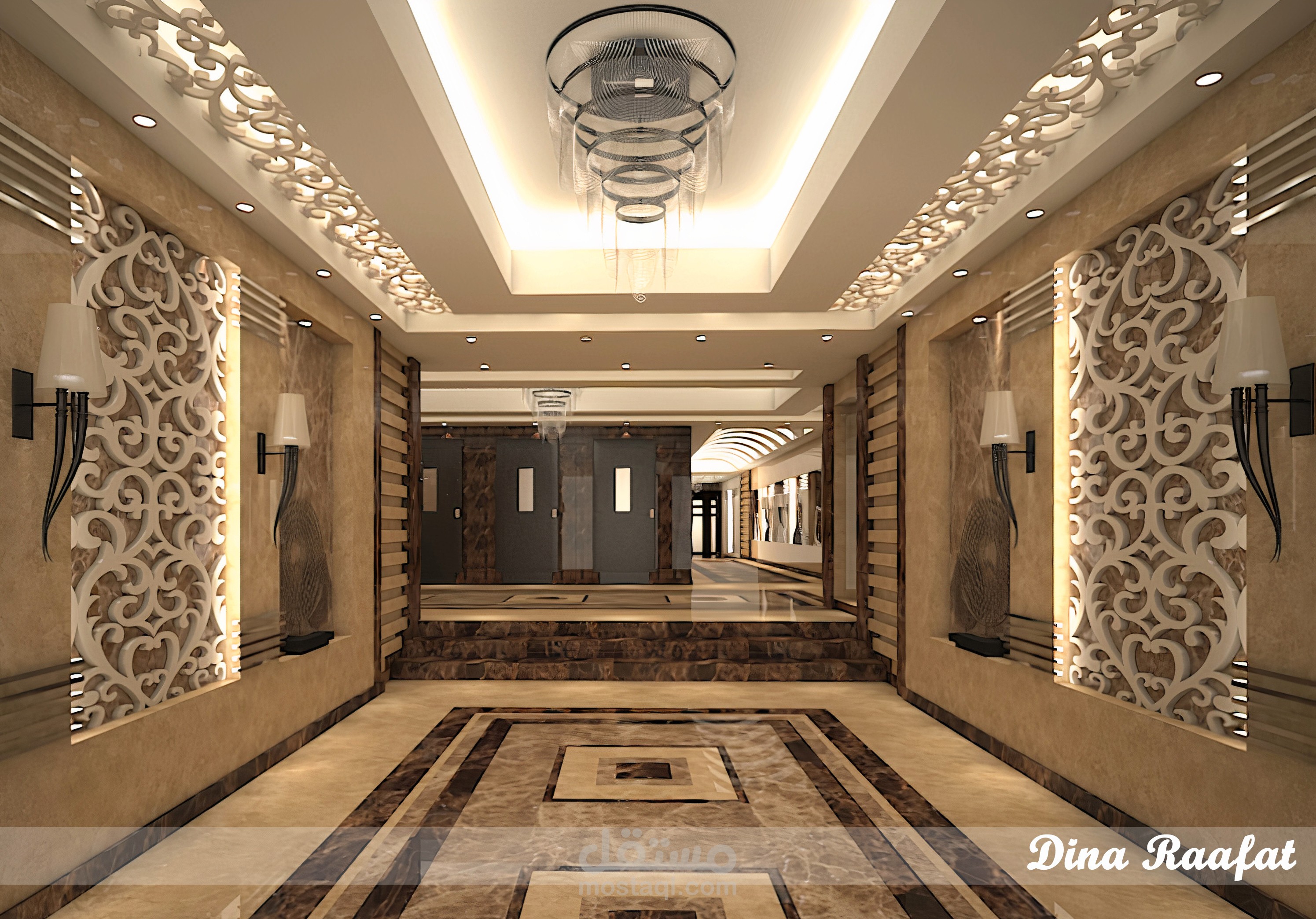 تصميم ديكور داخلي لمدخل مبنى مع ريندر احترافي ببرنامج 3ds Max