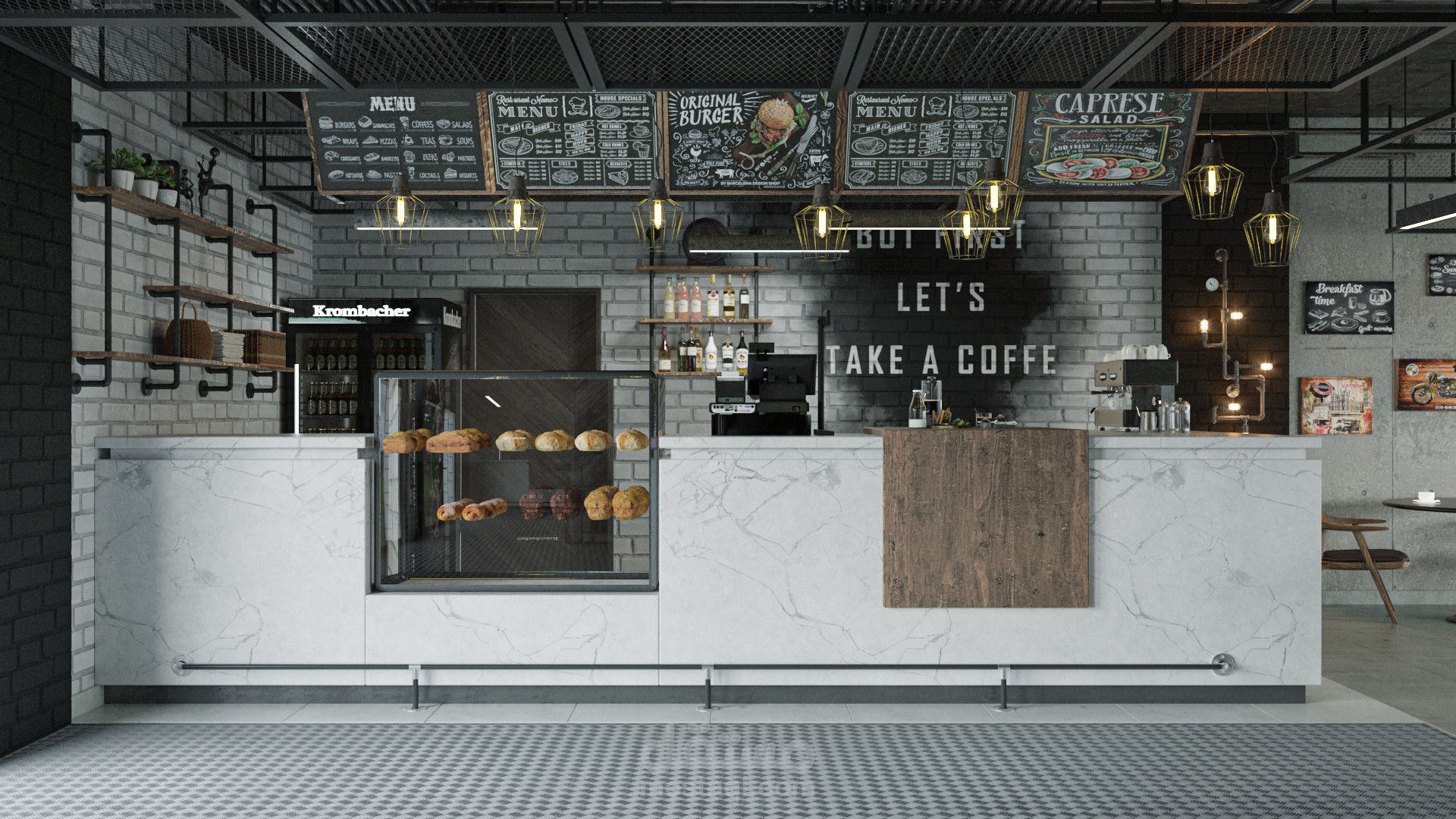 تصميم كافيه  industrial